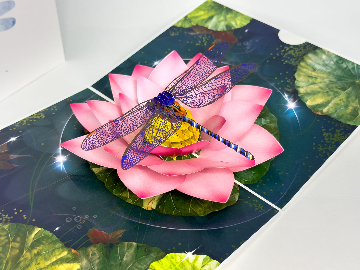 3D Dragonfly & Pink Lotus