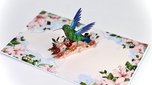 3D Hummingbird & Flowers